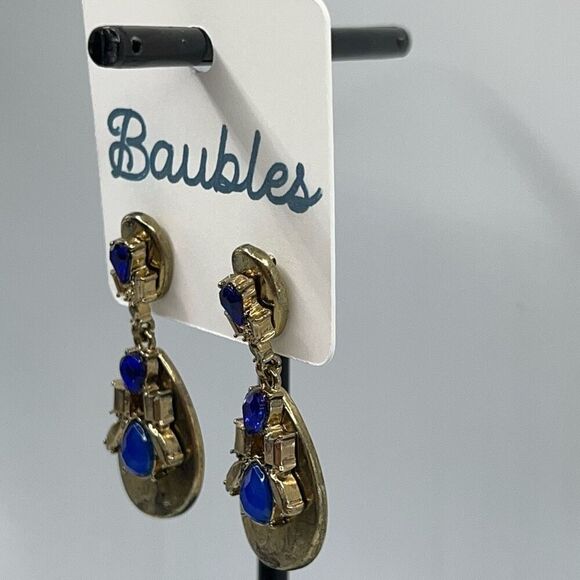 Baubles Gold & Blue Art Deco Dangle Earrings - Picture 3 of 6